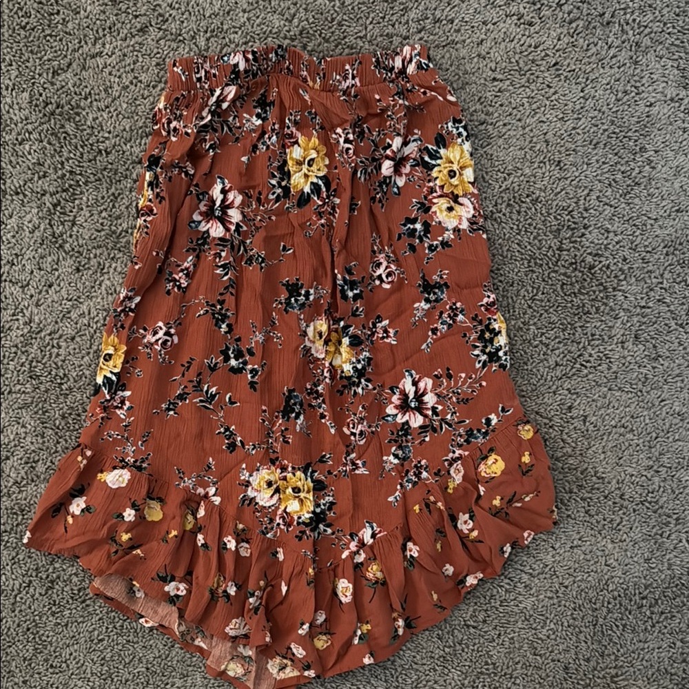 Kids Floral Skirt in Rust